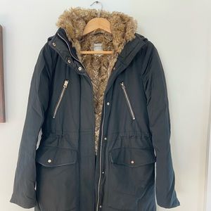Zara long winter jacket black with fur